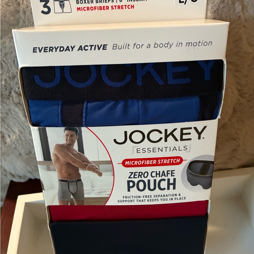 Jockey Essentials Microfiber Stretch Boxer Briefs - Black, Blue, and Red